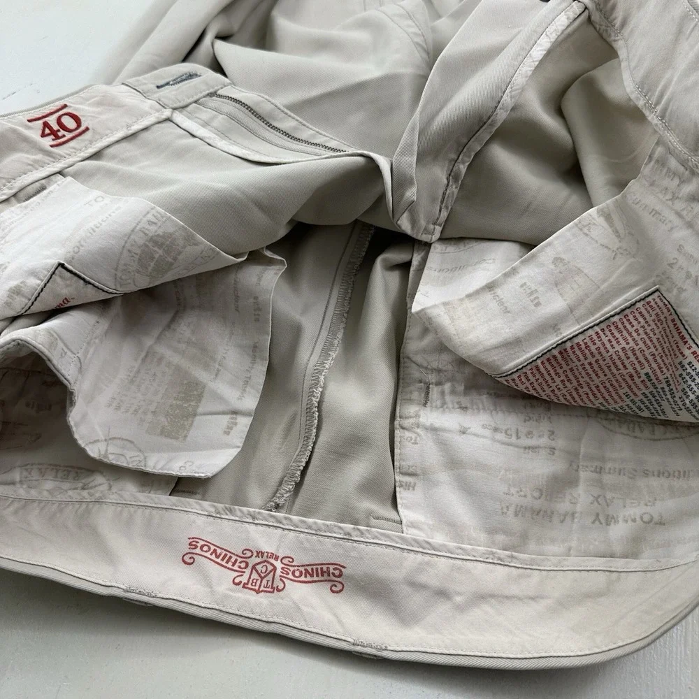 Tommy Bahama Mens TBC Relax Chinos‎ Pants 40x30 Tan Cream 100% Cotton Distressed